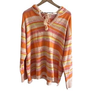 Isaac Mizrahi Live! Bridgehampton Striped Sweater with Hood Size XL Casual Cozy